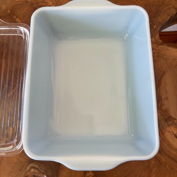 RARE VTG Pyrex Snowflake Blue Snowflake Garland Refrigerator Dish 1 1/2 QT MCM - Picture 9 of 11